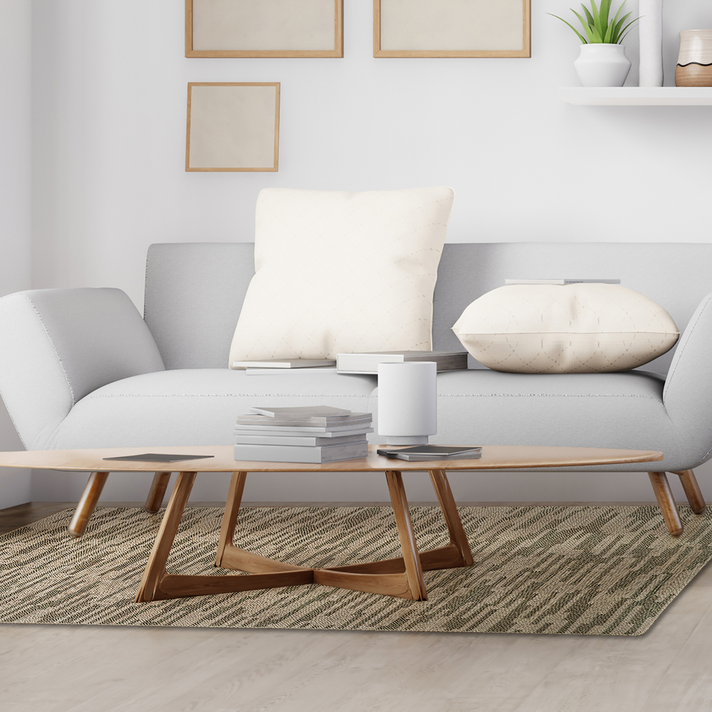 Interior poster mock up living room with colorful white sofa . 3D rendering.