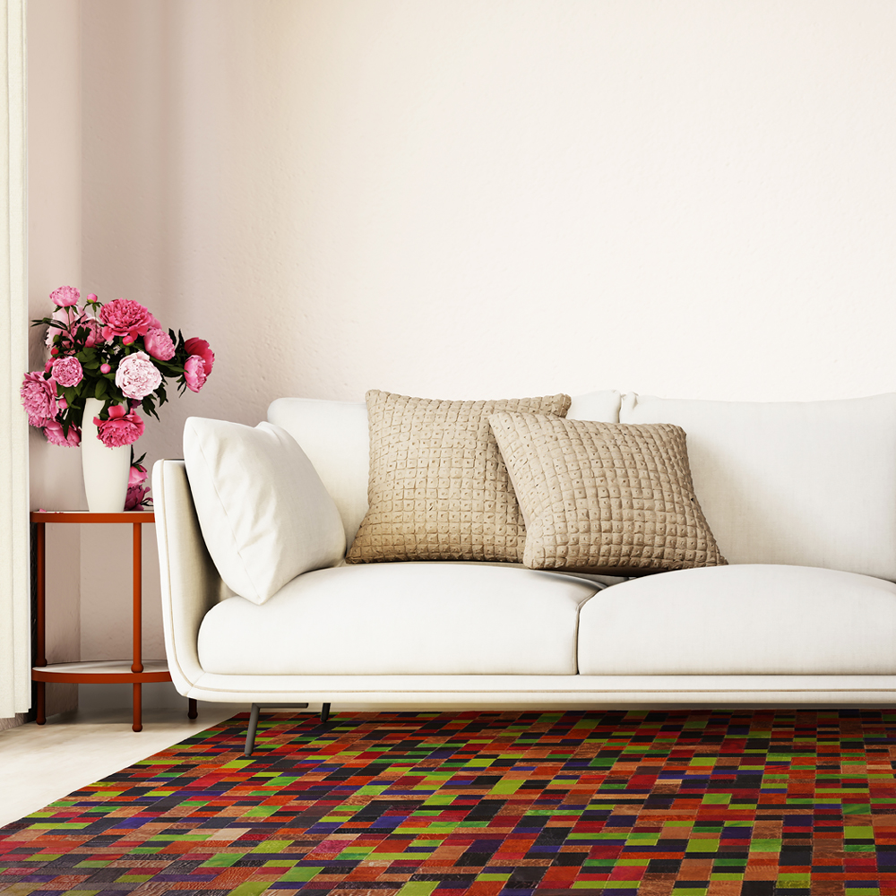 Interior poster mock up living room with colorful white sofa . 3D rendering.